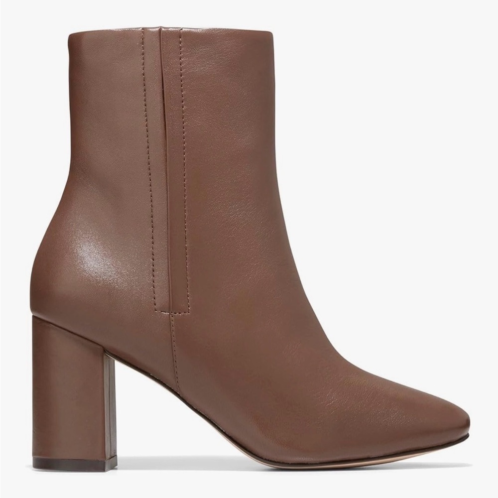 Cole Haan Women's Brown Leather Block Heel Ankle Boot